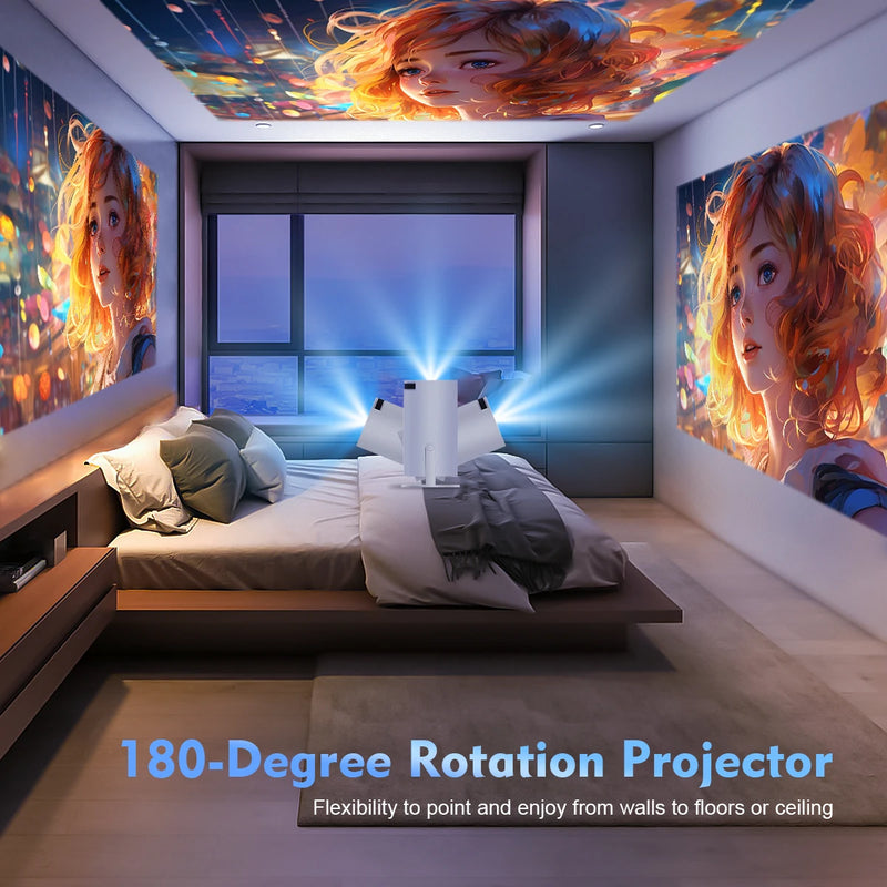 🎬 180° Rotatable Projector with 260 ANSI – Compact, Smart, and Ready for Cinema