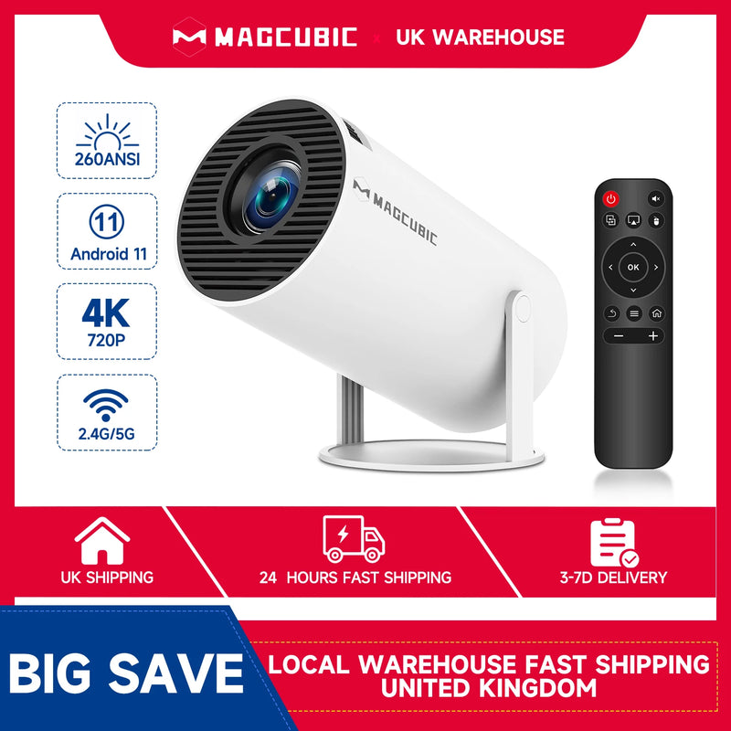 🎬 180° Rotatable Projector with 260 ANSI – Compact, Smart, and Ready for Cinema
