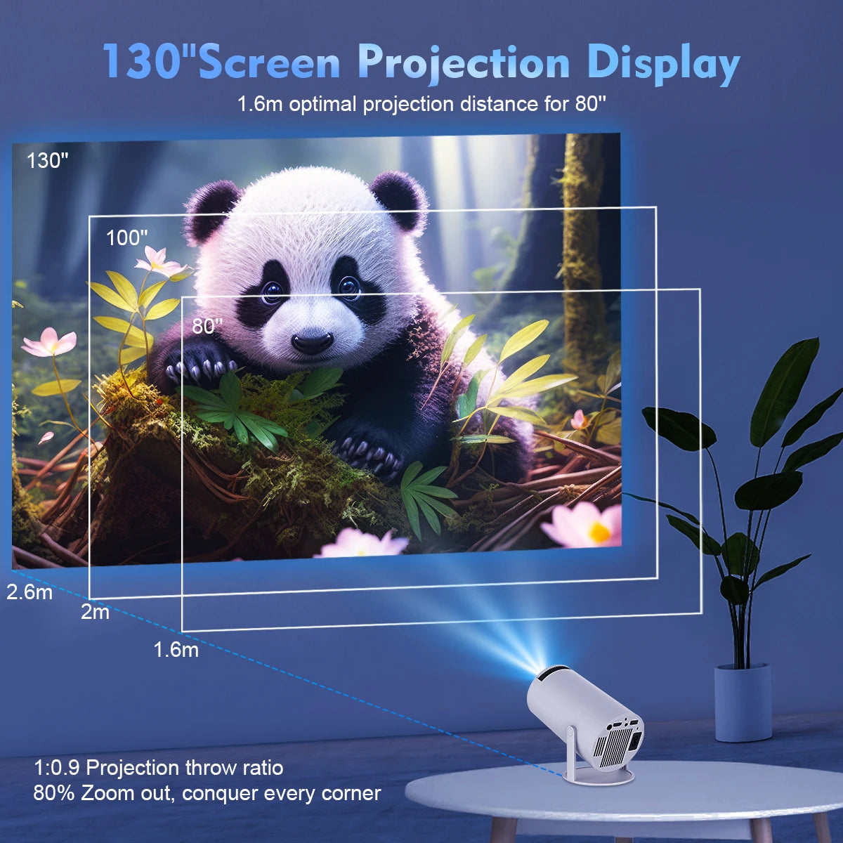 180° Rotatable Projector with 260 ANSI Compact, Smart, and Ready for Cinema
