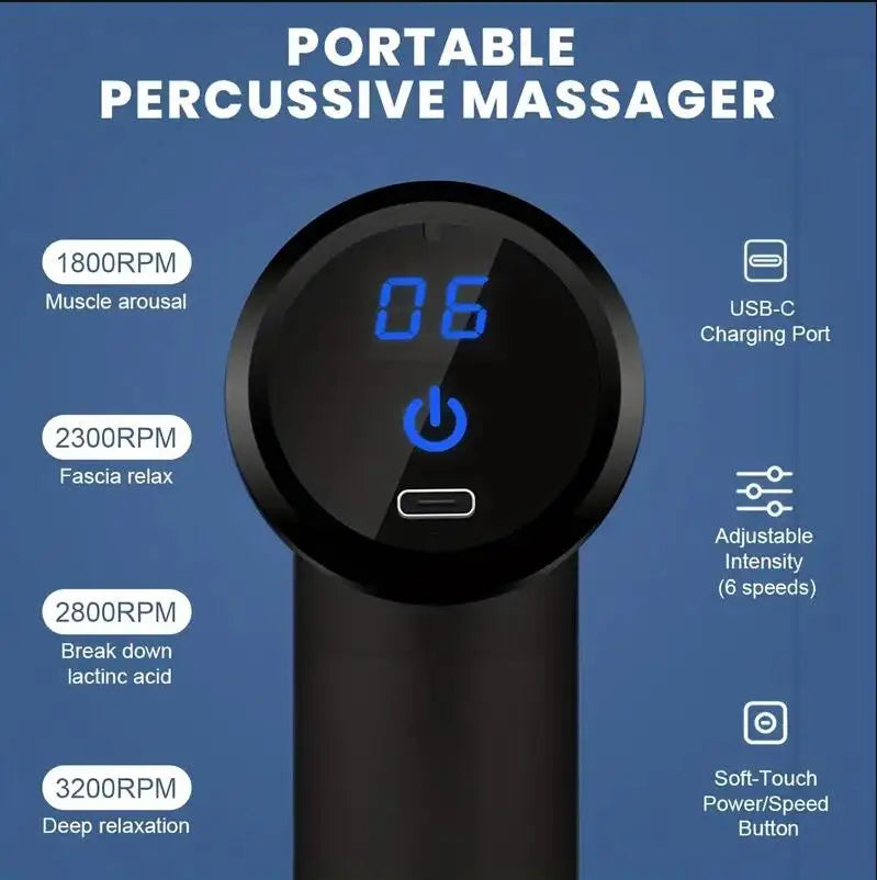 Instant Relief Anywhere with the Rechargeable Massage Gun!